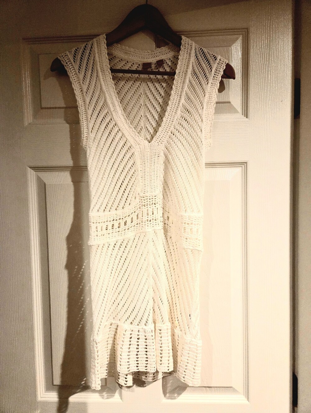 Esprit White/ Ivory Crochet Knit Cotton Dress Size Small